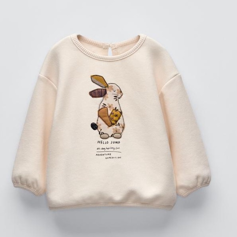 Zara kids PATCHWORK EMBROIDERED RABBIT SWEATSHIRT (9-12 months)